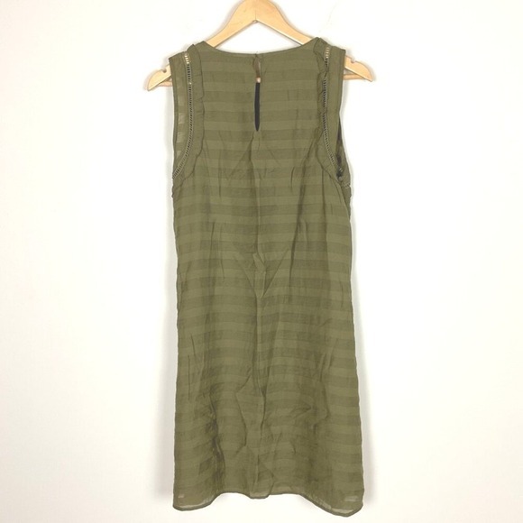 2/$30‎ Ann Taylor Olive Green Sleeveless Tonal Stripe Dress Size 6 - Picture 4 of 4